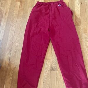Champion. Red. Sweatpants.